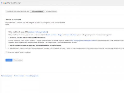Procedura di Registrazione al Google Merchant Center - Step 2
