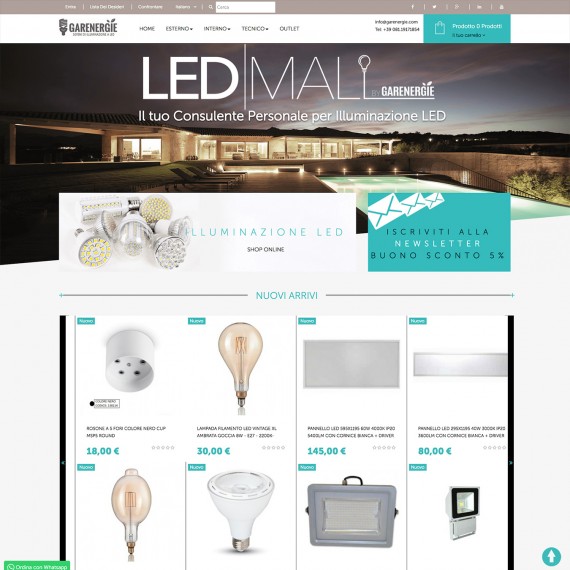 Realizzazione Ecommerce illuminazione led Garenergie