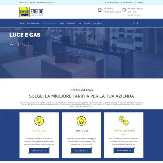 Progettazione Landing Page Tariffe Luce e Gas Aziende Eneide Energia