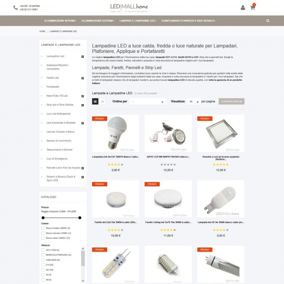 Ecommerce vendita online lampadine led