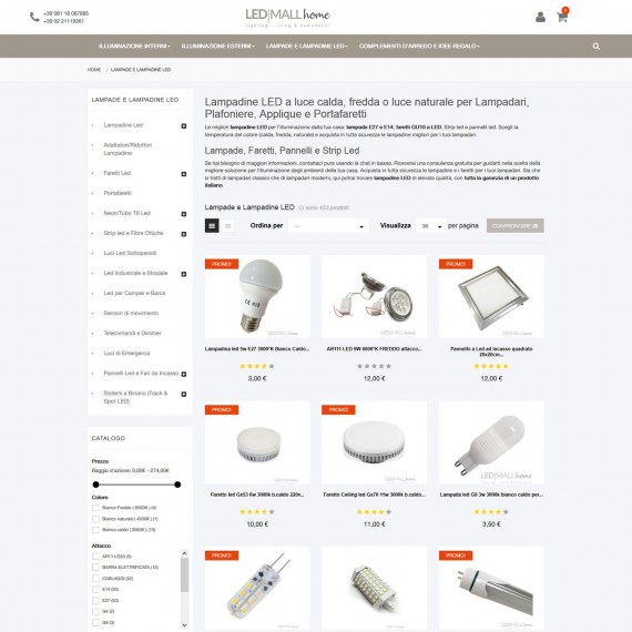 Ecommerce vendita online lampadine led