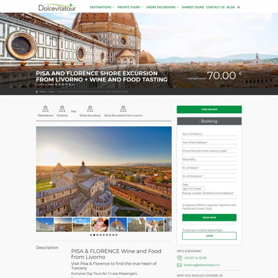 Landing page per vendita tour in toscana su dolcevitatour.it